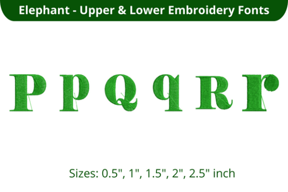 Elephant Font PQR for Holiday Embroidery