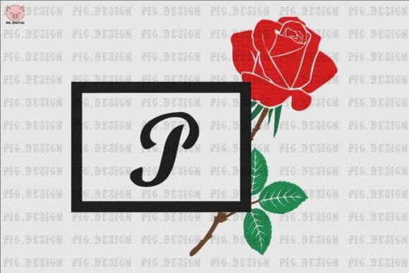 Rose Font P Embroidery Design